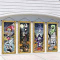 Funny Halloween Banner 4pc October Purple Skull Backdrop Sign Spider Web Party by Flaircave