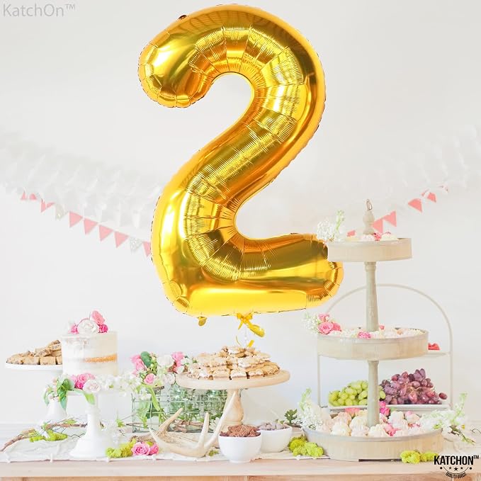 KatchOn Gold Number 2 Balloon 40 Inch 2nd Birthday Decorations - Image 6
