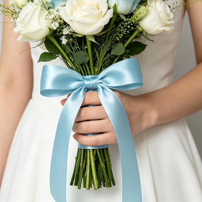 30Yards 1In Lake Blue Satin Ribbon - Image 9