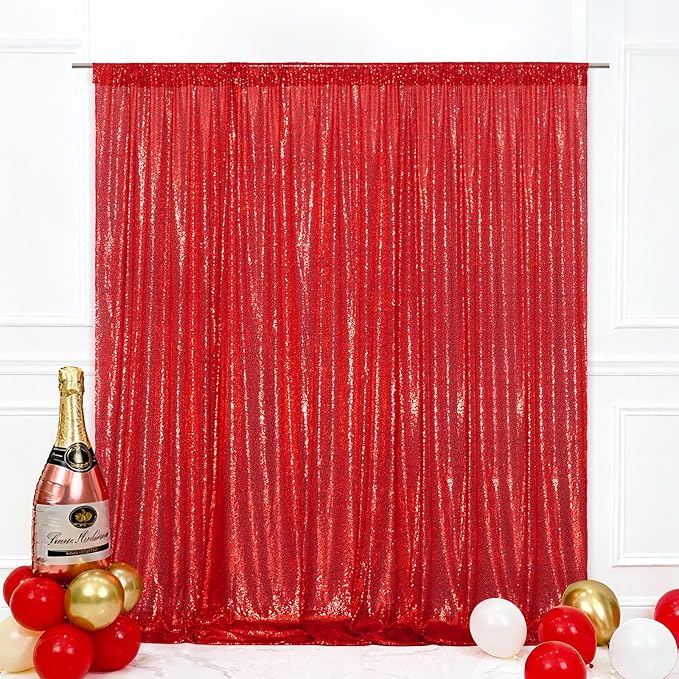 Eternal Beauty Red 3mm Sequin Backdrop 8x10 Ft - Image 3