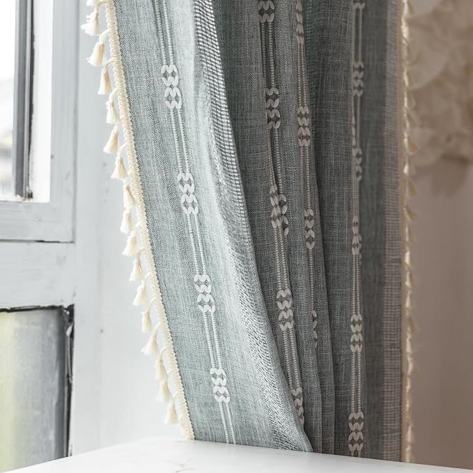 Boho Embroidery Striped Farmhouse Curtains - Image 6