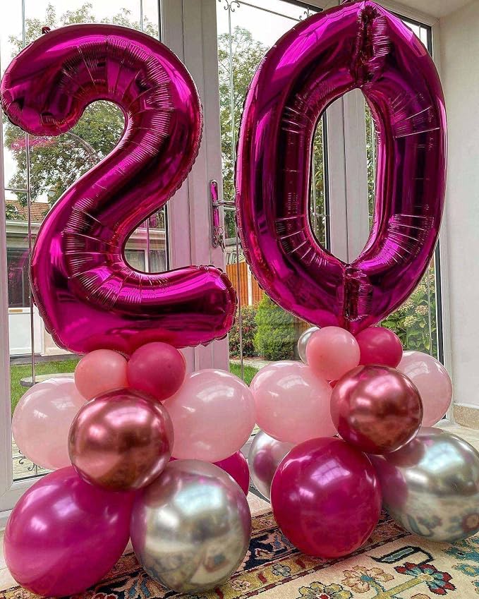 Hot Pink 21 Number Balloons, 40 Inch Giant Number 21 Balloons Foil Mylar Helium - Image 5