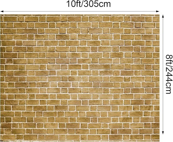 VitalCozy 10x8 ft Yellow Brick Wall Backdrop Fabric Brick Photo Background | - Image 2