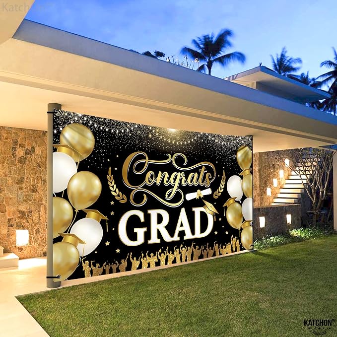 KatchOn Black and Gold Graduation Decorations 2026 Graduation Banner - Image 5