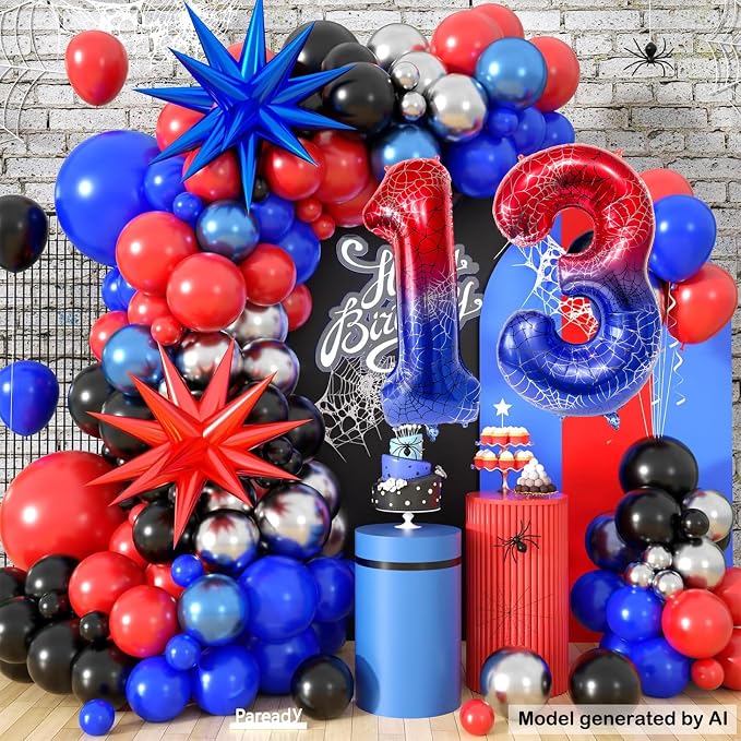 40 Inch Spider Theme Number Foil Balloons, Large Number 13 Balloons - Image 7