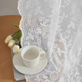 FINECITY Short White Lace Curtains Rustic Leaf Floral W42xL36 Inch 2 Panels | by FINECITY