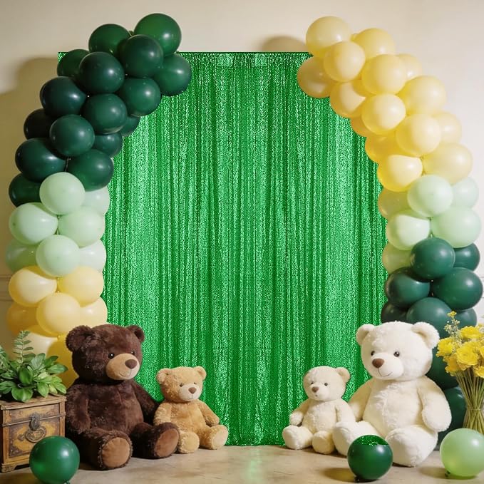 Sugargirl Grass Green Sequin Backdrop Curtain 6 Panels 2FTx8FT Glitter Grass - Image 3
