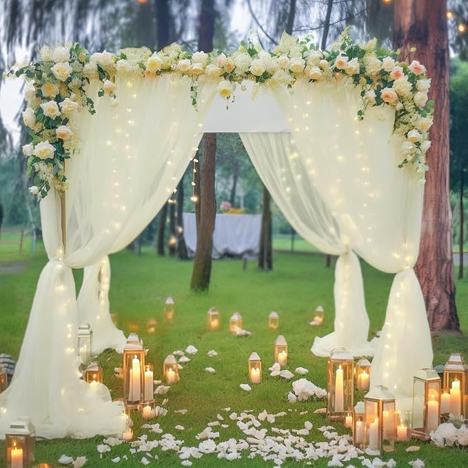 10x8ft Ivory Tulle Backdrop Curtain - Image 7