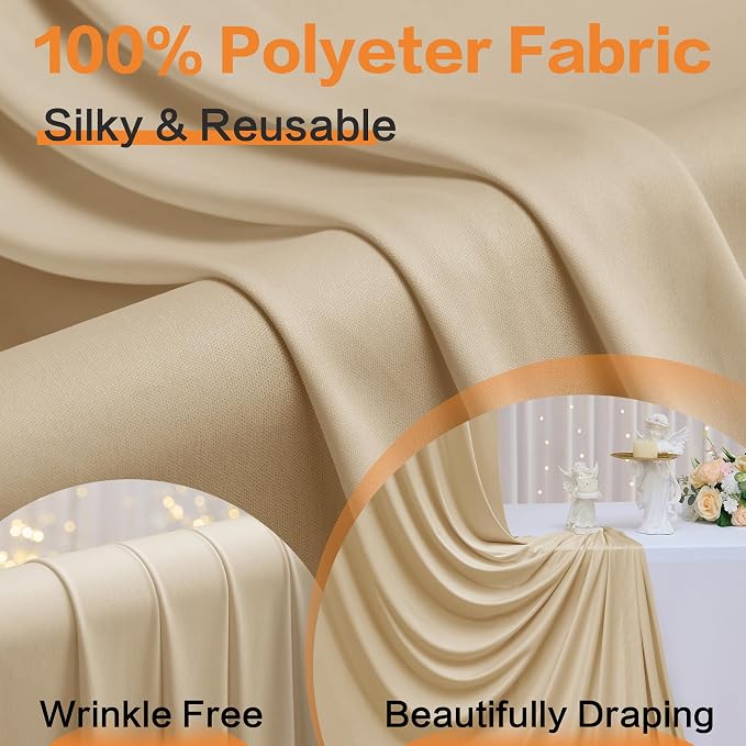 40ft×12ft Wrinkle Free Champagne Backdrop Curtain - Image 4