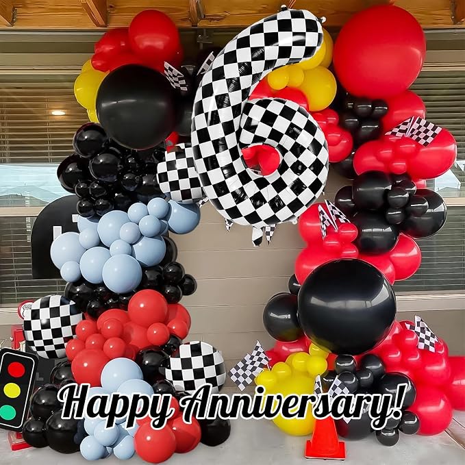 Checkered Number 6 Balloon 40 Inch, Large Foil Black and White Number Balloons - Image 6