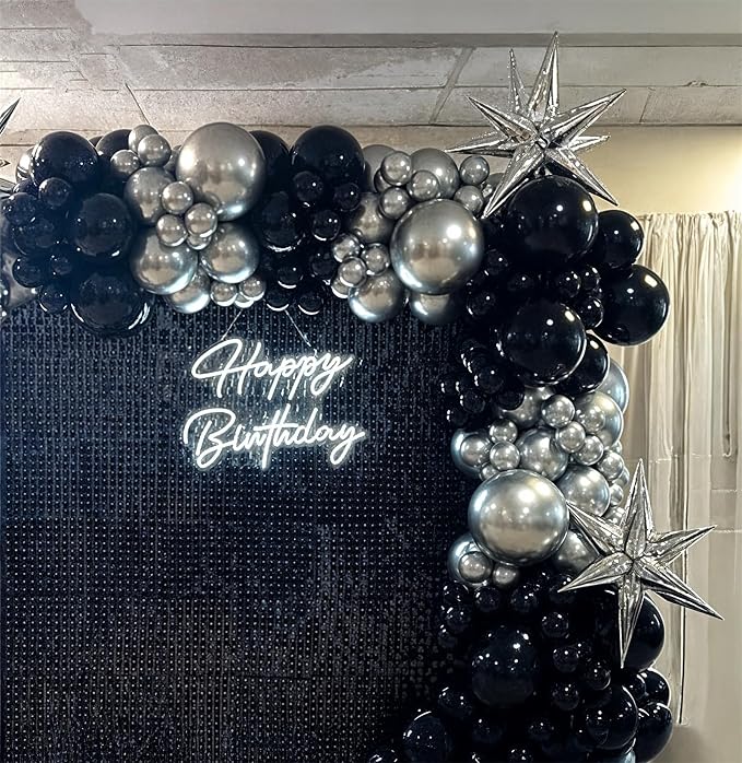 Black and Silver Balloon Garland Arch Kit - Image 7