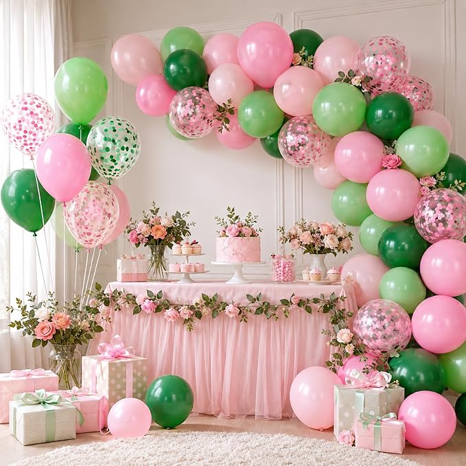 Pink and Green Balloons, for Girls Birthday Baby Shower Wedding Spring and - Image 7