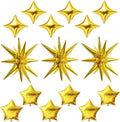 TONIFUL 22Inch 15Pcs Gold Large Explosion Star Mylar Balloons and 10Inch Four by TONIFUL