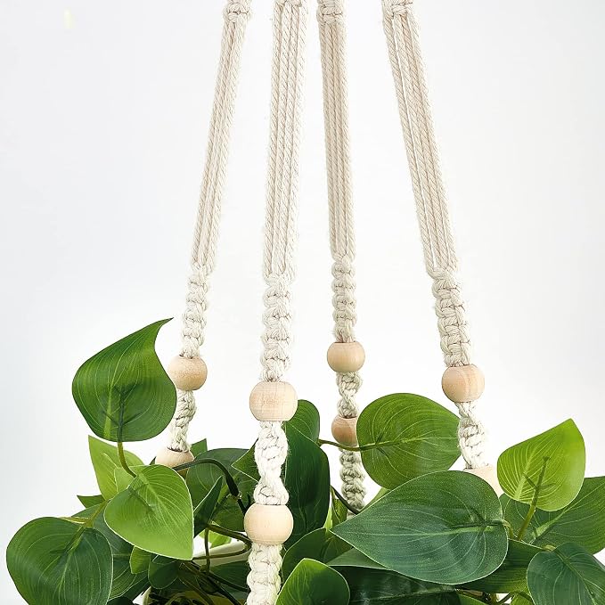 Mkono Fake Hanging Plant, Macrame Hanger - Image 6