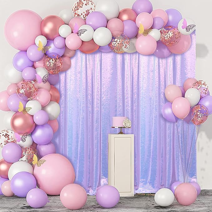 2×8FT-6PCS Mermaid Purple Sequin Backdrop Curtains Panels, Photography Backdrop - Image 4
