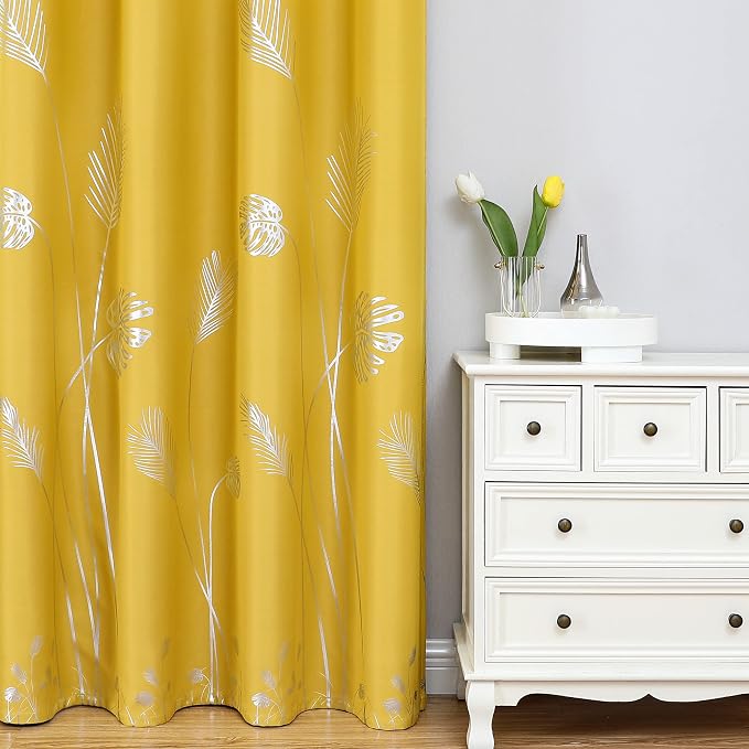 Yellow Room Darkening Curtains 84 Inches Long - Image 2
