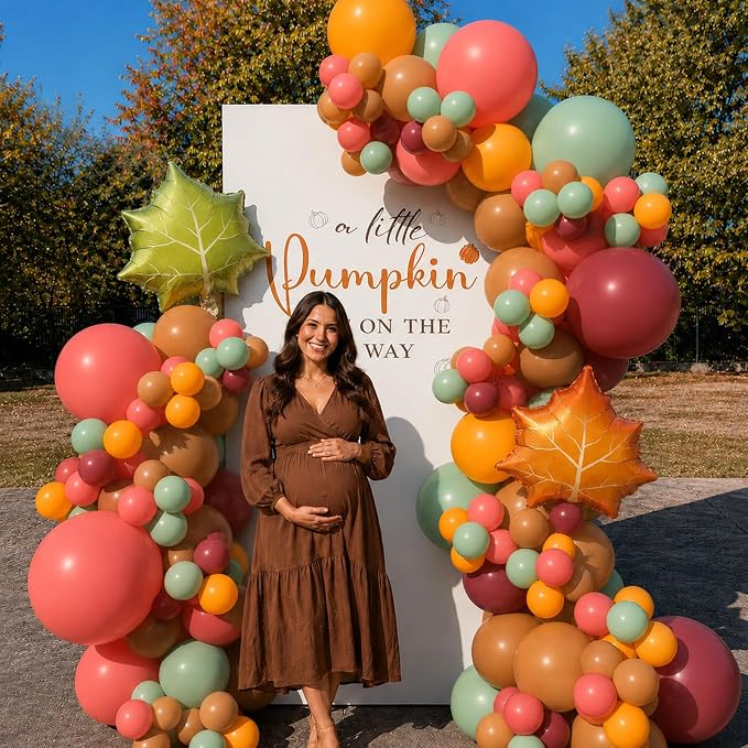 Fall Balloons with 2 Pcs Big Maple Leaves Acorn Balloons | 12 Inch Burgundy - Image 3