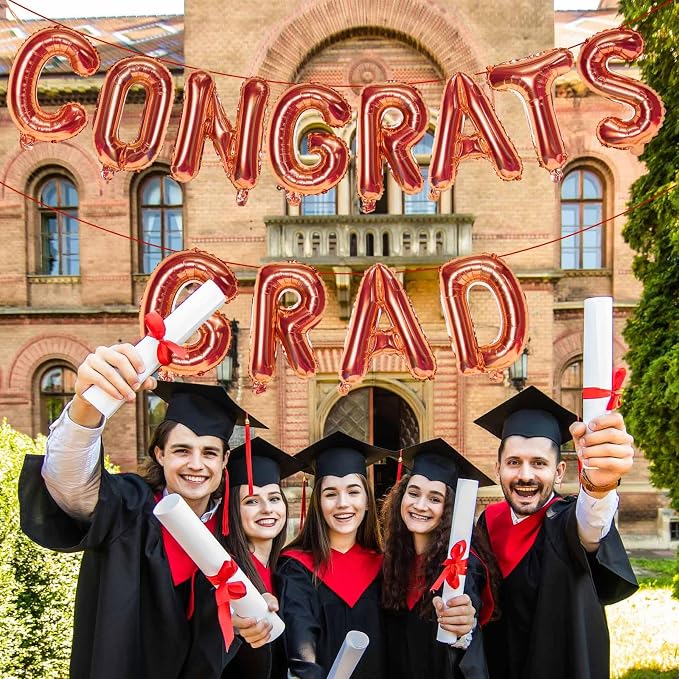 16 Inch Orange Congrats Grad Banner Balloons, Graduation Decorations 2026 - Image 4