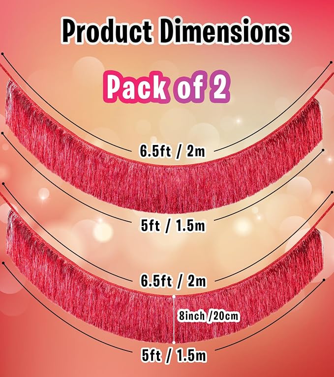 2 Pack Premium Red Fringe Streamer Banner - Image 2