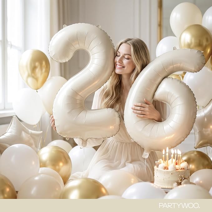 PartyWoo Number Balloons 40 Inch White Number 6 Kit 25pcs - Image 8