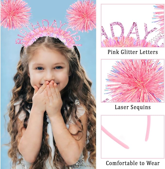 CIEHER Birthday Girl Headband Birthday Crown - Image 3