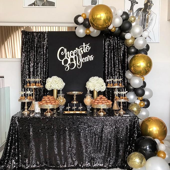 Black Backdrop for Graduation Decorations: 2ftx8ft Black Sequin Halloween | - Image 6