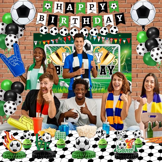 Soccer Birthday Party Decorations Includes Banner, Foil & Latex Balloons - Image 4
