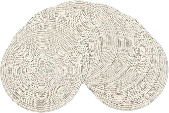 SHACOS Placemats Set of 8 Round Braided Place Mats 15 inch Washable Table Mats by SHACOS