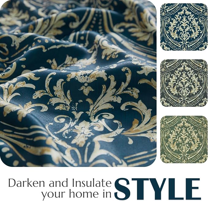 jinchan Blackout Curtains for Bedroom, Vintage Medallion Art Deco Drapes - Image 6