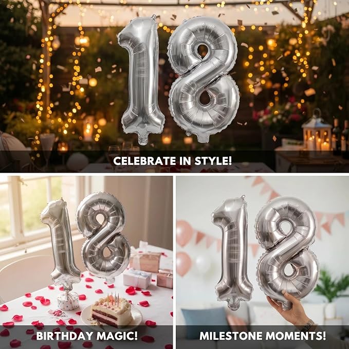 20 Pieces Foil Mylar Number Balloons 0 to 9 Set - Image 5