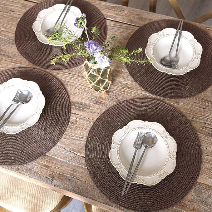 FunWheat Round Braided Placemats Set of 8 Place Mats - Image 6
