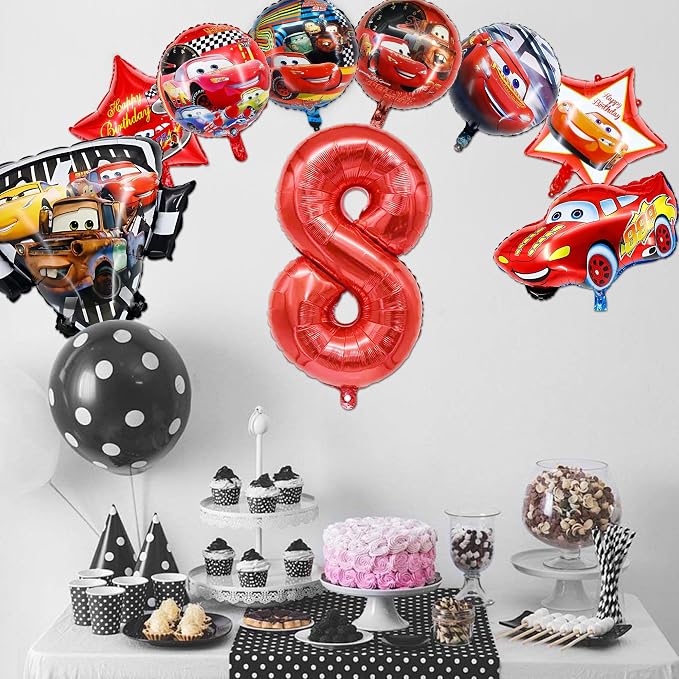 9 Pcs Car Theme Happy Birthday Decorations, Cute Cartoons Party Decorations - Image 4