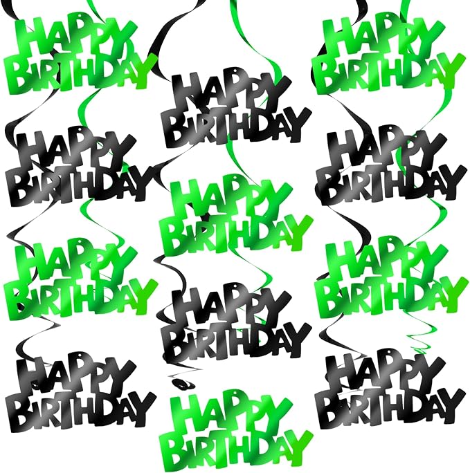 BEISHIDA 12 Pcs Happy Birthday Hanging Swirl Decorations, Wicked Birthday Party by Beishida