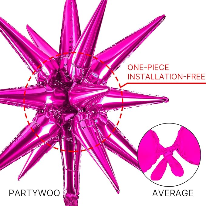 PartyWoo Metallic Pink Star Spike Balloon Arch Kit 110pcs Different Sizes | 18 - Image 5