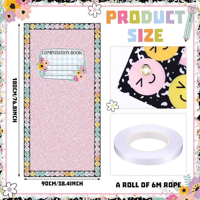 HunnmingRe Composition Notebook Banner Door Decor Back to School Party Supplies - Image 2
