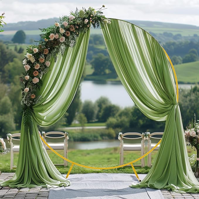 Wedding Arch Draping Fabric Backdrop Drapes 2 Panels, Sage Green | 28.7"x20FT - Image 3