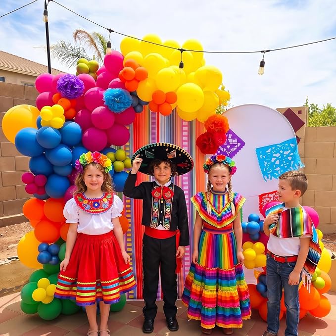 Mexican Fiesta Balloon, 60 Pack 12 Inch Rainbow Colors Balloon - Image 4