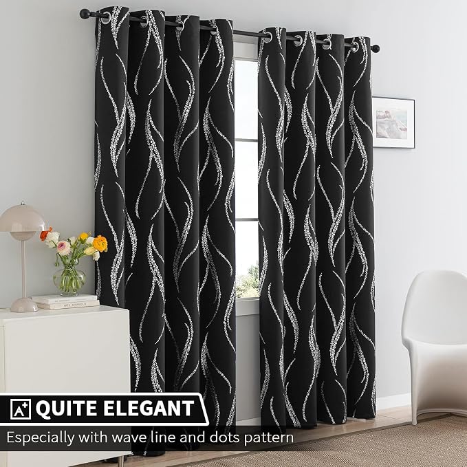 Yakamok Black Blackout Curtains - Image 2