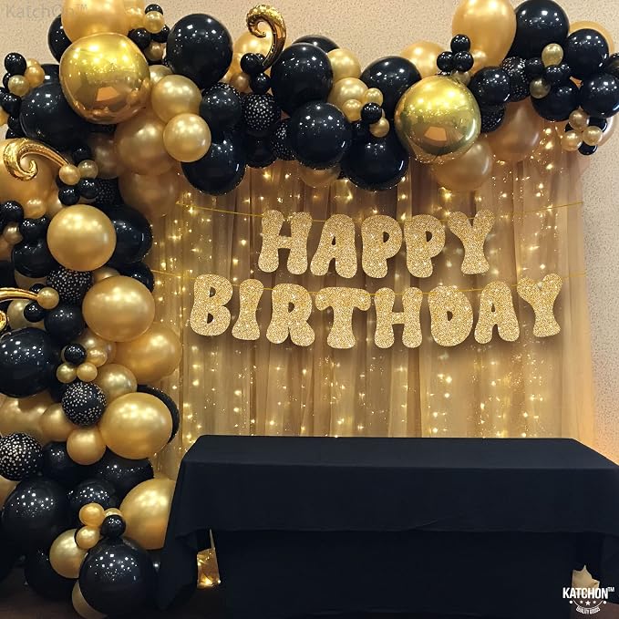 KatchOn Glitter Gold Happy Birthday Banner 10 Feet Birthday Decorations | - Image 5