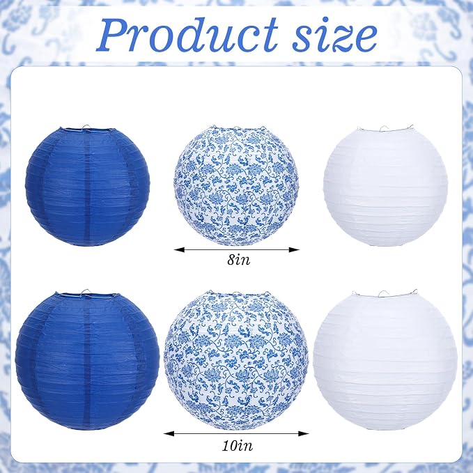 Riakrum 18 Pcs Paper Lantern Set 10" 8" Round Lantern Chinese Japanese Hanging - Image 2
