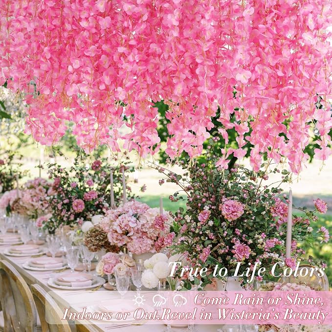 40 Pack Pink Wisteria Hanging Flowers, Fake Hanging Flowers - Image 5
