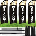 Buryeah 4 Sets Welcome Feather Flag Sign Kit Welcome Banners Swooper Flag by Buryeah