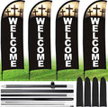 Buryeah 2 Sets Welcome Feather Flag Sign Kit 8 ft Welcome Banners Swooper Flag by Buryeah