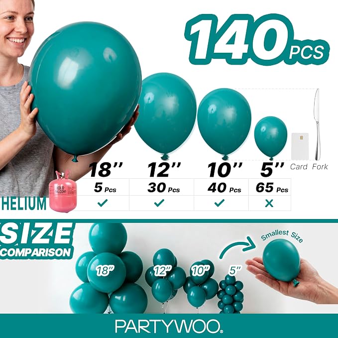 PartyWoo Slate Blue Balloons 140pcs Dusty Blue Boho Neutral Color | 18 12 10 5 - Image 6