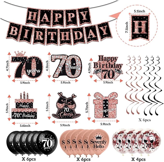 51Pcs 70th Birthday Decorations - Image 6