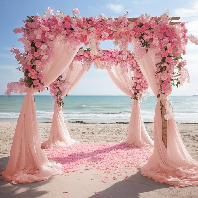 Blush Wedding Arch Draping Fabric Backdrop Drapes Sheer 3 Panels | 28.7"x20FT - Image 7