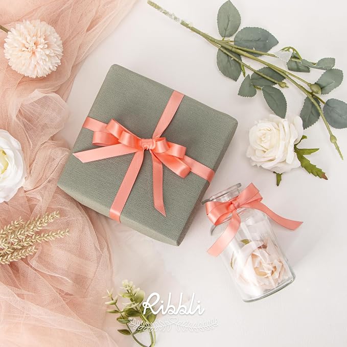 Ribbli Light Coral Satin Ribbon Double Faced Satin 1/2 inch x Continuous 50 - Image 3