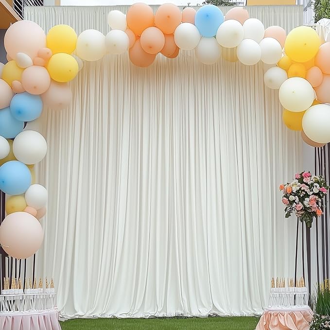 30ft×12ft Wrinkle Free Ivory Backdrop Curtain - Image 6