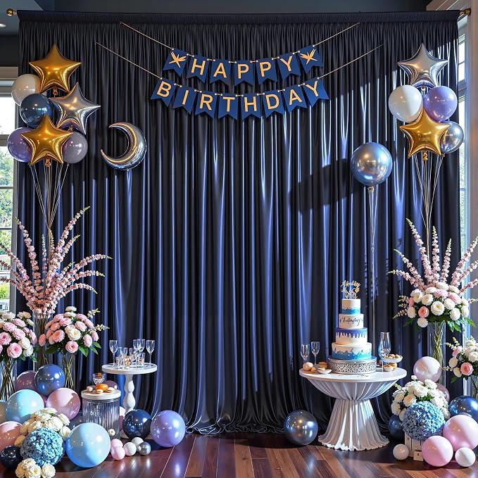 10x10 ft Navy Blue Glitter Backdrop Curtain - Image 3