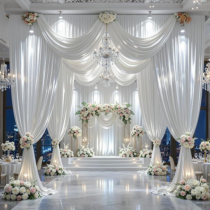 20x10ft White Glitter Backdrop Curtain - Image 3